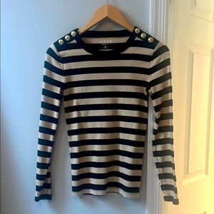 J. Crew Black and Cream Striped Breton Top